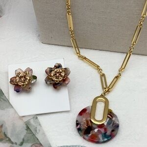 Vintage Talbots Mottled Acrylic Necklace and Earrings